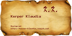 Kerper Klaudia névjegykártya